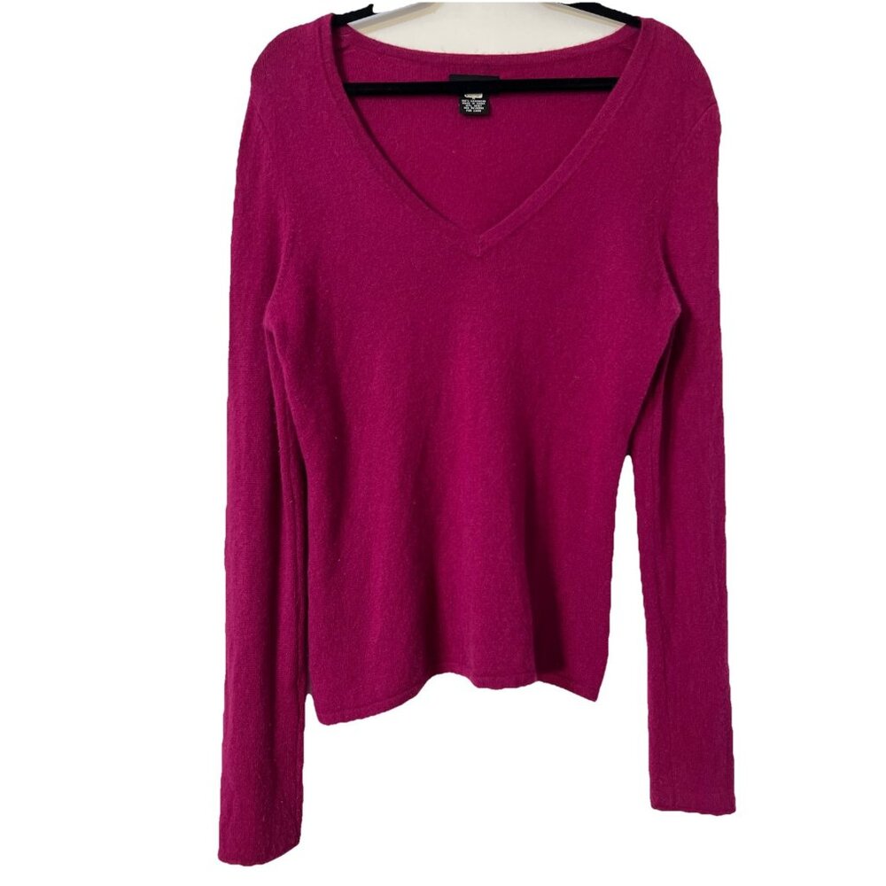Sutton Studio (Bloomingdales) Purple 100% Cashmere Sweater Sz M v neck preppy‎